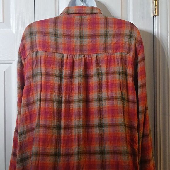 Beachlunchlounge Midi Length Shirt Dress Plaid Fall Button Down Sz XL NWOT - Picture 8 of 9